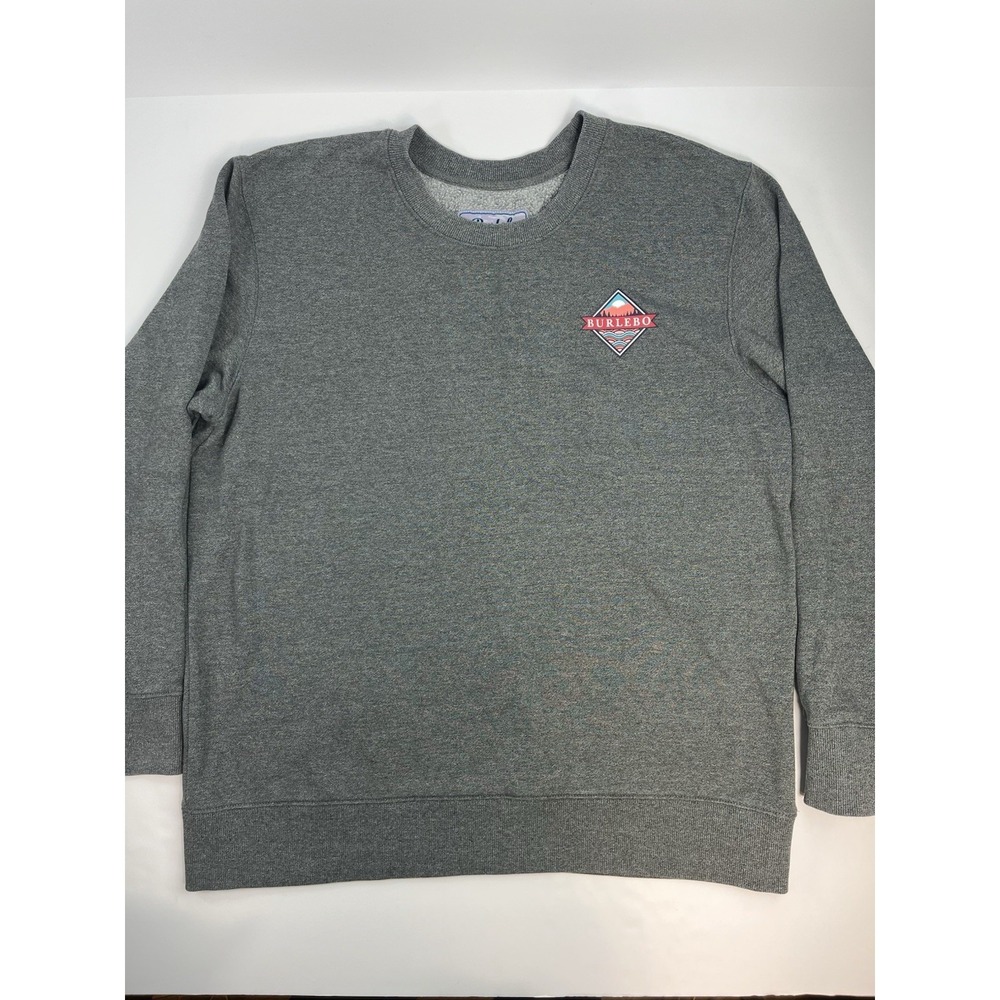 Burlebo Sweatshirt Men's Size 2XL Gray Long Sleeve Crew Graphic Logo